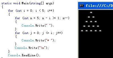 使得屏幕输出一个以"*"组成的三角形图案
