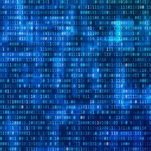 抽象二进制代码背景。数码科技壁纸。网络数据、解密和加密